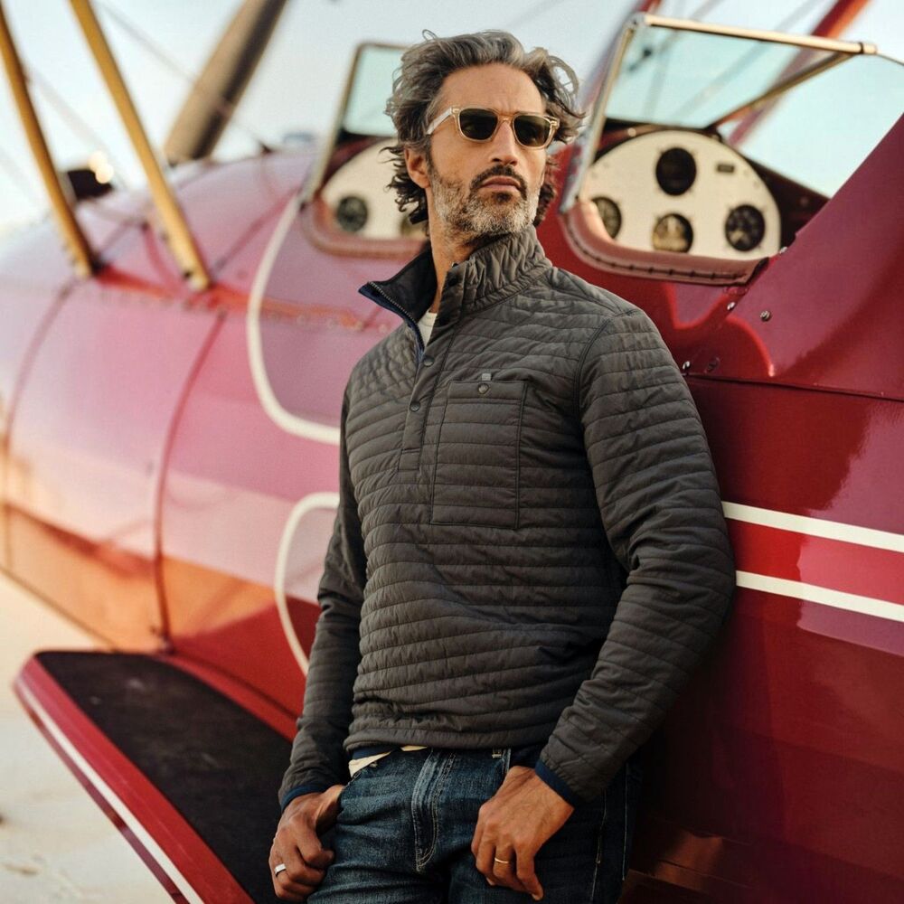 Relwen Huckberry Men's Quilted Winzip Popover Jacket Dark Gray Large